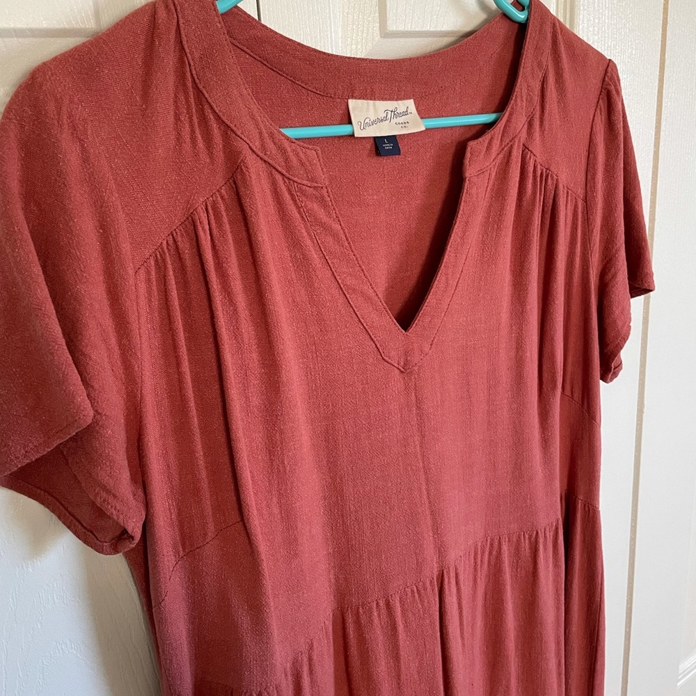 Universal Thread Burnt Orange Tiered Dress